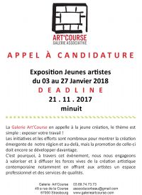 Appel à candidature exposition Jeunes artistes. Du 20 septembre au 22 novembre 2017 à Strasbourg. Bas-Rhin. 